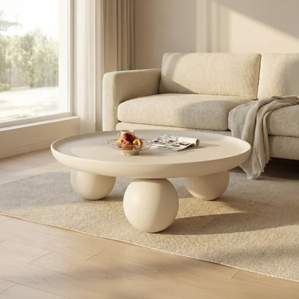 Sphere White Scandinavian Round Coffee Table