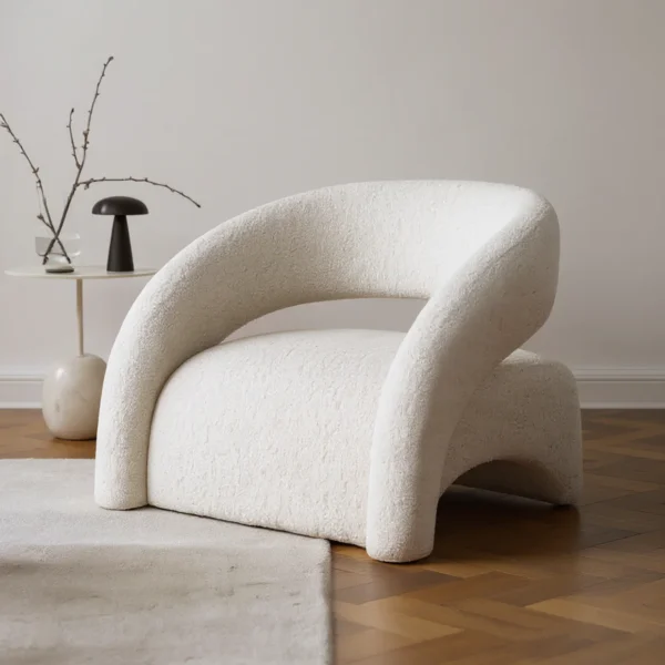 White Scandinavian Fabric Armchair